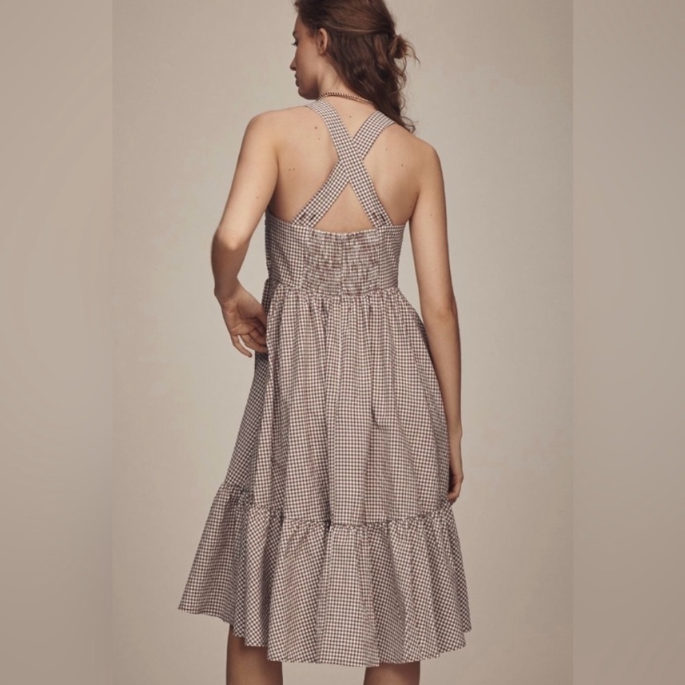 Maeve Brown Gingham Tie-Front Midi Dress - Picture 3 of 7